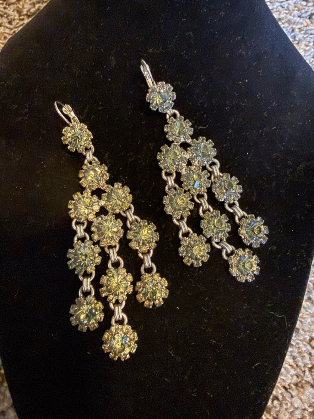 Statement Yellow Crystal Chandelier Earrings -1